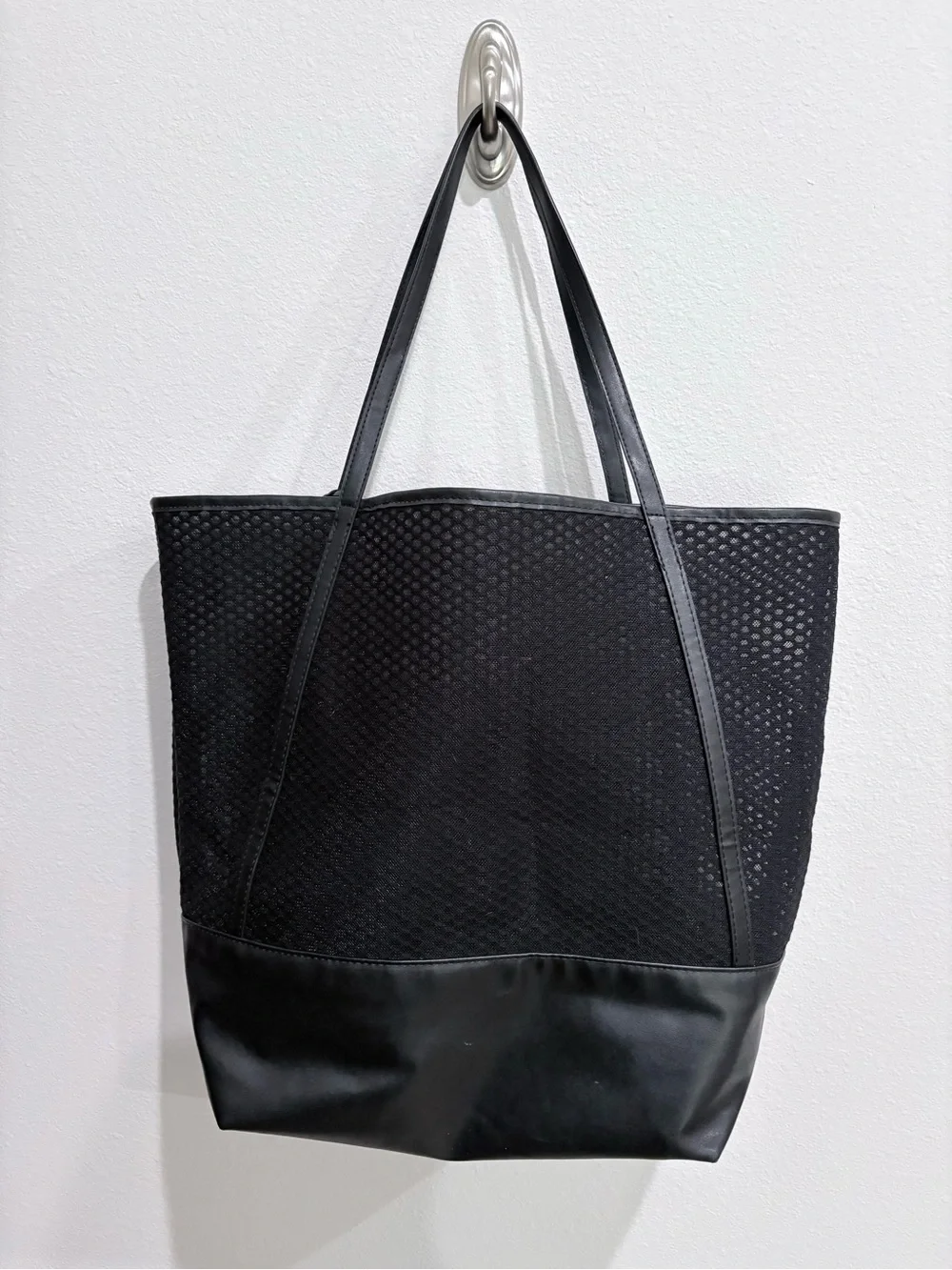 Victoria's Secret Limited Edition Black Mesh Tote Bag with Pink Logo & Tassel